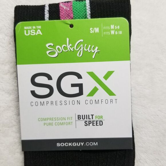 Sock Guy Womens 6-10 SGX Pink Cancer Awareness Compression Comfort Made In USA - Picture 3 of 6